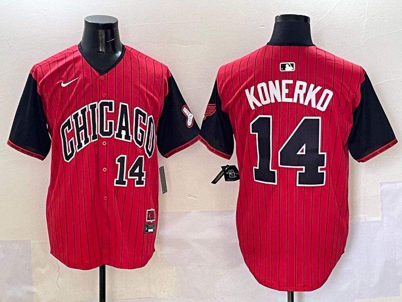 Men Chicago White Sox #14 Konerko Red Stripe Joint Name Nike 2025 MLB Jersey style 5